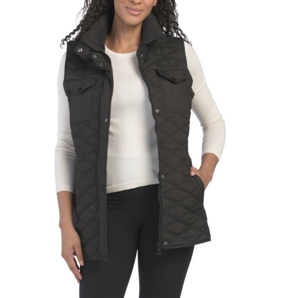 BERNARDO Black Quilted Patch Pocket Vest - Picture 1 of 2